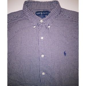 Polo Plaid Cotton Button Down Shirt, L
